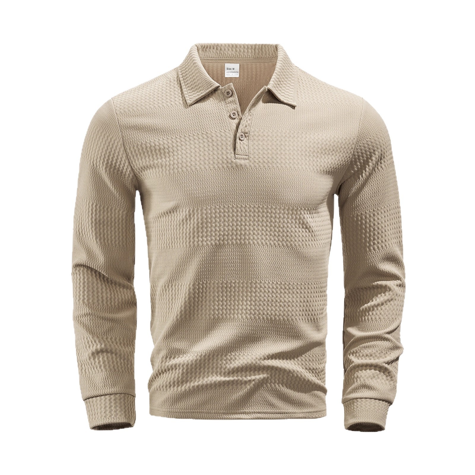 Premium Men's Textured Long Sleeve Polo &ndash; Sophisticated Slim Fit