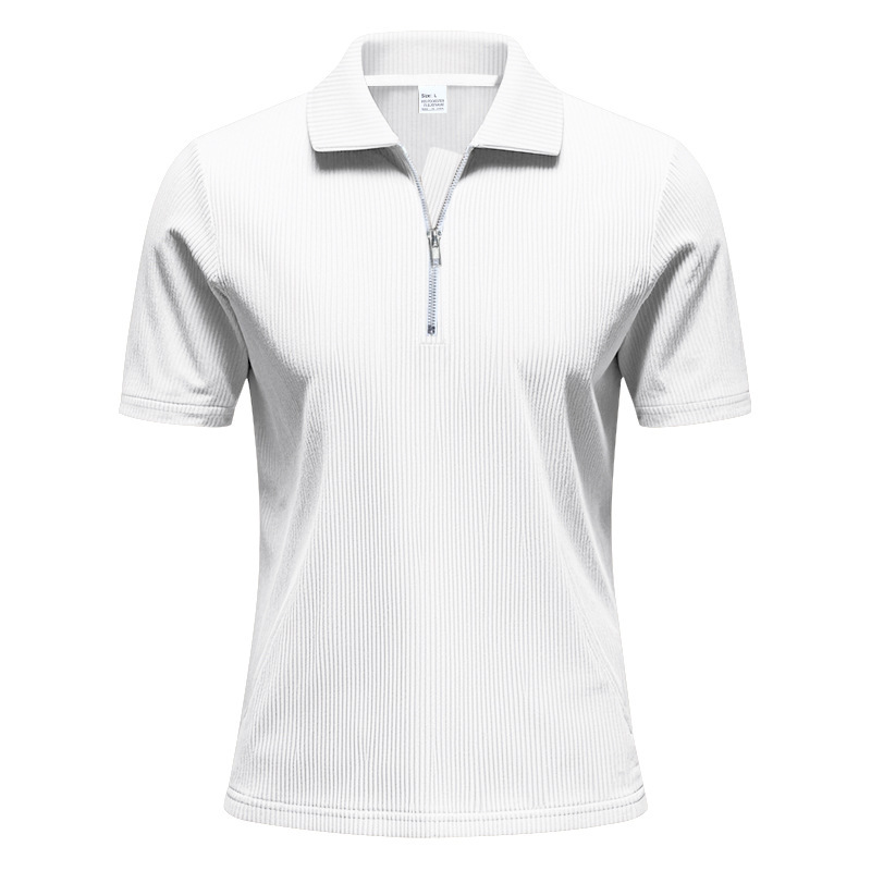 Breathable White Quarter-Zip Tee &ndash; Versatile Lightweight Casual Polo